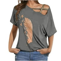 Ženske ljetne seksi majice sa šljokicama s križnim križem s ramena kratkih rukava vrhovi za izlazak slatke bluze
