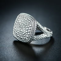 0. Carat T.W. Dijamantni naglasak 18kt središnji kvadratni prsten bijelog zlata