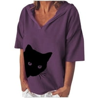 Ženske majice u donjem rublju, ležerna široka majica, pulover s grafičkim printom za mačke, majice plus veličine