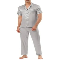 Jedinstvene ponude muških kratkih rukava satenski pidžama set noćne odjeće za spavanje