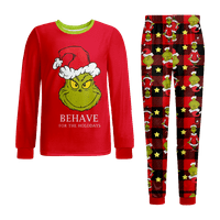 Svečana obiteljska božićna pidžama, Komplet odjeće za spavanje, Božićni print u kariranim prugama Buffalo veličine