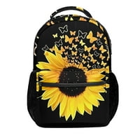 Fantastični ruksak sa suncokretom i leptirom udoban ruksak s uzorkom s bočnim džepovima za putovanja za studente