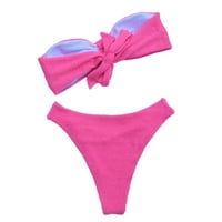 Tking Fashion Women Swimsoits Solid Color Temrament Epruvet za cijev za plažu gornji val uzorak podijeljen bikini