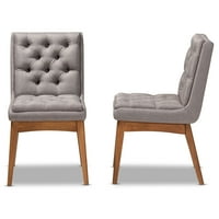 Moderni set stolica za blagovanje od 2 komada presvučenih sivom tkaninom u prijelaznoj boji