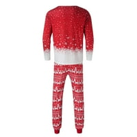 Iste božićne pidžame za obiteljske muškarce, vrhovi dugih rukava s printom snjegovića, bluza i Hlače, Kompleti