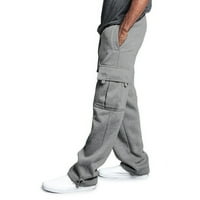 Muške plus veličine teretne hlače Klasična čvrsta boja Ravna podesivi struk struka za izvlačenje duge hlače