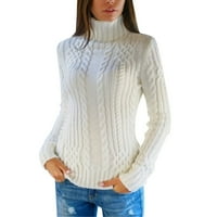 Ženski džemper s visokim vratom za jesen i zimu, obična dolčevita, pleteni džemper s dugim rukavima, veličina
