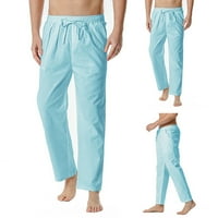Muške hlače u donjem rublju, Ležerne modne jednobojne duge hlače, udobne lanene široke hlače s elastičnim elastičnim