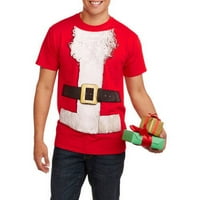 Božićno muško bradato crveno odijelo Djeda Mraza s grafičkim uzorkom
