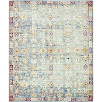 Pravokutni cvjetni tepih u bež i plavoj boji veličine 8' 10'