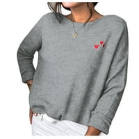 Džemperi za žene trendovske bluze s dugim rukavima pulover s prsa ljubav pletenica džemper okrugli vrat džemper