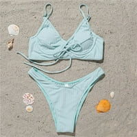 Bikini Set push-up grudnjaka za zavoj ženski Bikini komplet jednobojni kupaći kostim odjeća za plažu trokutasti
