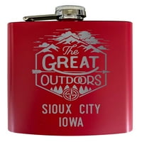 Siou City Iowa Laser Ugraviran Istražite na otvorenom suvenir oz nehrđajućeg čelika Oz tikvica crvena