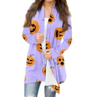 Yubatuo Womens Halloween Cardigan dugi rukavi Otvoreni prednji meka rupa plus jakna veličine