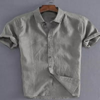 Muške ljetne jednobojne košulje od pamuka i lana kratkih rukava Ležerne široke haljine mekani vrhovi majice