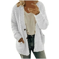 Ženski kaputi plus size rasprodaja ženski ležerni plišani džemperi plus size džepovi gornja odjeća gumb kardigan