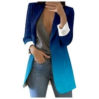 ženski kardigan s printom, poslovno odijelo, reveri s dugim rukavima, poslovni uredski sako, bluza, bluza, plava