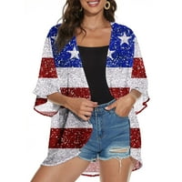 Ženski topovi u jesenskoj prodaji Besplatna dostava modna odjeća za plažu s američkom zastavom kardigan labavi