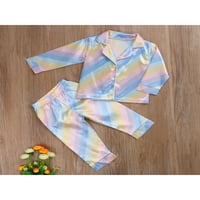 Proljetni pidžama Set za dječake i djevojčice, kardigan s reverom i dugim rukavima za malu djecu, hlače s elastičnim