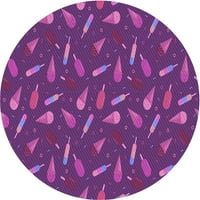 Unutarnji tepisi s okruglim uzorkom u tamnoljubičastoj ljubičastoj boji, promjera 7 inča