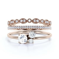 Jedinstveni kamen u minimalističkom stilu, zaručnički prsten od 1 karatnog okruglog moissanita, trilogijski prsten,