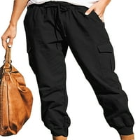 Glookwis Ladies izvlačenje dna Baggy Cargo Pant Boho labave fit Sweatpant kombinezoni elastični struk hlače salonke