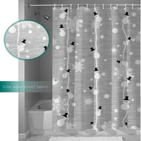 Sretan božićni tuš zavjesa Snjegović i pahuljica na sivoj pozadini digitalni tisak dekor kupaonice od tkanine