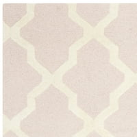 Tepih od vune u geometrijskom uzorku, svijetlo ružičasta boja Bjelokosti, 2 '6 10'