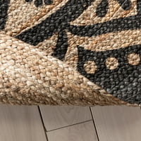Dobro tkani Marokanski Boemski tepih od crne prirodne ručno tkane Jute 6-inčnog okruglog oblika