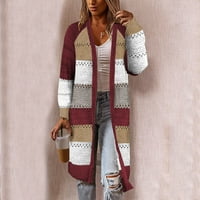Kardigan za žene, udoban moderan džemper s dugim rukavima i šavovima, ležerni dugi kardigan