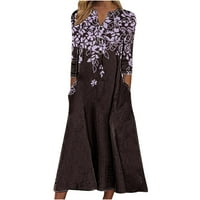 Ženska jesenska haljina od tunike s dugim rukavima Plus size modna ležerna seksi haljina s okruglim vratom s printom
