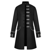 Muški kaputi, gotički stojeći ovratnik bez kapuljače, Retro crni ugrađeni kaput, veliki i visoki Kaputi