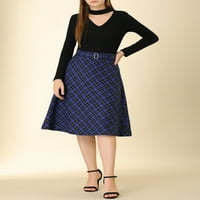 Jedinstvene ponude ženske karirane berbe s vintage a-line suknje s visokim strukom