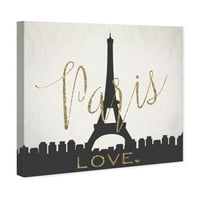 Wynwood Studio Cities and Skylines Wall Art Canvas Otisci 'Paris Love' Europski gradovi - crno, zlato