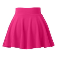 Ženska ljetna modna plisirana suknja visokog struka, jednobojna ležerna polusuka u svijetlo ružičastoj boji