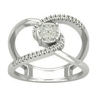 Dijamantni prsten za zaobilaženje srebra od srebra, veličina 7,5