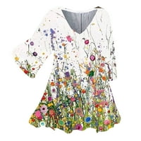 Ljetna ušteda zazor, ženski cvjetni tisak casual majice s kratkim rukavima i vrhovi tanka bluza