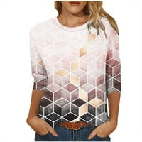 Ženska osnovna bluza tiskana zabava pola rukava Ljeta majice lakat rukav geometrijska posada vrat labav fit matera