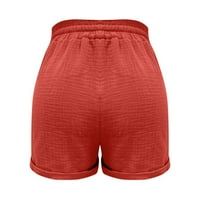 Žene Ljetne kratke hlače Čvrsta boja tanka noga Ravna srednji struk hlače povremene plaže hlače s džepovima crvene