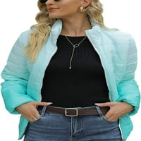 Danceemangoos Ženska tiskana jakna s puhačem Zip up prekriveni gradijent podstavljeni kaput s džepovima