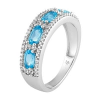 10K bijelo zlato švicarski plavi topaz & carat t.w. Dijamantni prsten