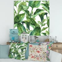 Dizajnerska umjetnost tropsko lišće na bijelom zidni tisak na tropskom platnu
