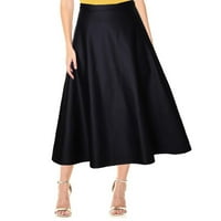 Suknje za žene od umjetne kože visokog struka, duga suknja A kroja, crna suknja