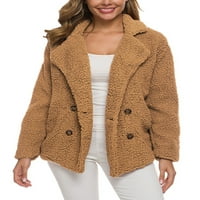 Ženski vuneni kardigan s otvorenim prednjim dijelom, kaput s dugim rukavima, preveliki vuneni džemper od flisa,