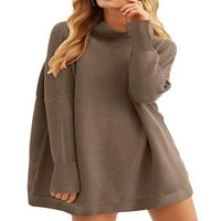 Ženski pulover za žene, zimski topli džemper, majice, pleteni pulover dugih rukava, široki pulover, jednobojni