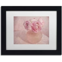 Zaštitni znak likovna umjetnost 'Pink Ranunculus Bouquet' platno umjetnost Cora Niele, White Matte, crni okvir
