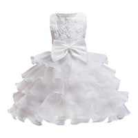 NJSHNMN Cvjetne djevojke čipkaste haljine za djeveruše haljine za vjenčanje tule zabavna haljina, 110, bijela