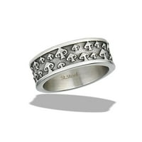 Visoki laljni prsten od gljiva od nehrđajućeg čelika traka za todstool sivi nakit ženski muški unise veličina