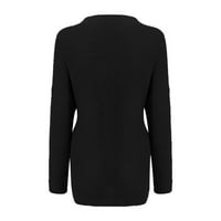 Wavsuf džemperi za žene plus veličina laganog klirensa ležerna zimska rukava s dugim rukavima Čvrsta pletena crna