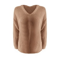 Absuyy Modni Preveliki džemperi za žene Poklon- lagan udoban pleteni pulover vrhovi kaki veličine m